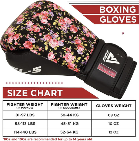 RDX FL5 Gants de Boxe Florals pour Femmes