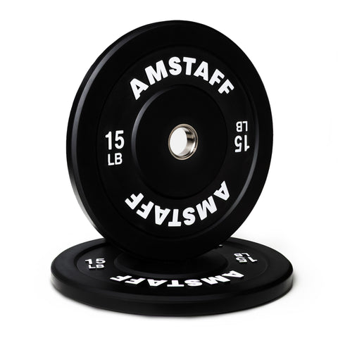 AmStaff Fitness Black Bumper Plates