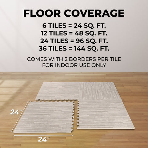 Grey Wood Heavy-Duty Interlocking Foam Mat