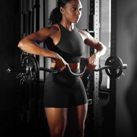 Barre olympique EZ Super Curl de 47 po en zinc noir