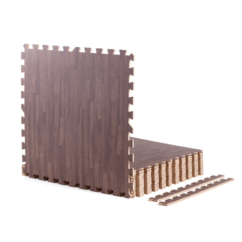 Tapis en mousse à emboîtement robuste en bois foncé