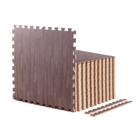 Tapis en mousse à emboîtement robuste en bois foncé
