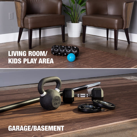 Tapis en mousse à emboîtement robuste en bois foncé