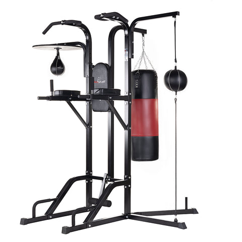 AmStaff TR055C Station de boxe 12 en 1 avec sac à double extrémité, speedball et sac lourd