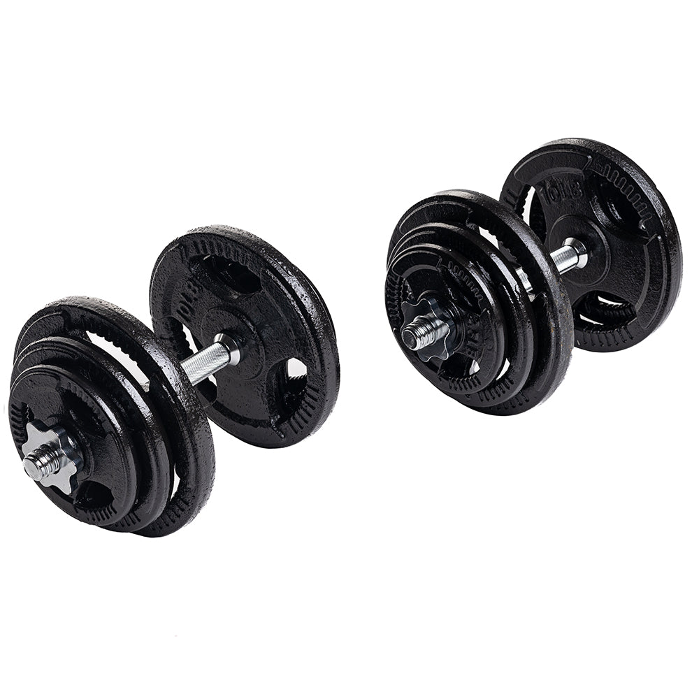 80lbs Cast Iron Grip Standard Inch Dumbbell Weight Set – Fitness