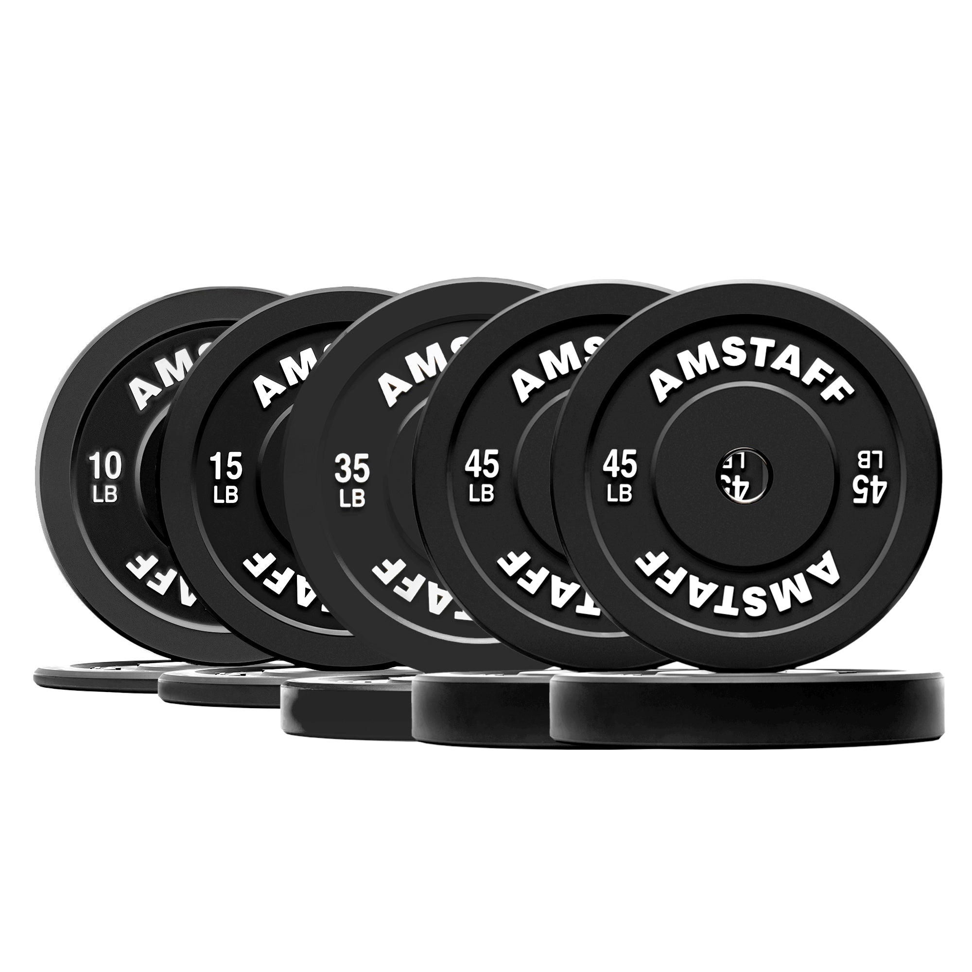 AmStaff Fitness Black Bumper Plates