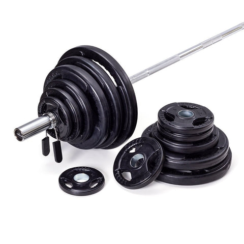 310lbs Virgin Rubber Grip Olympic Weight Set Plates w/ 700lbs Barbell