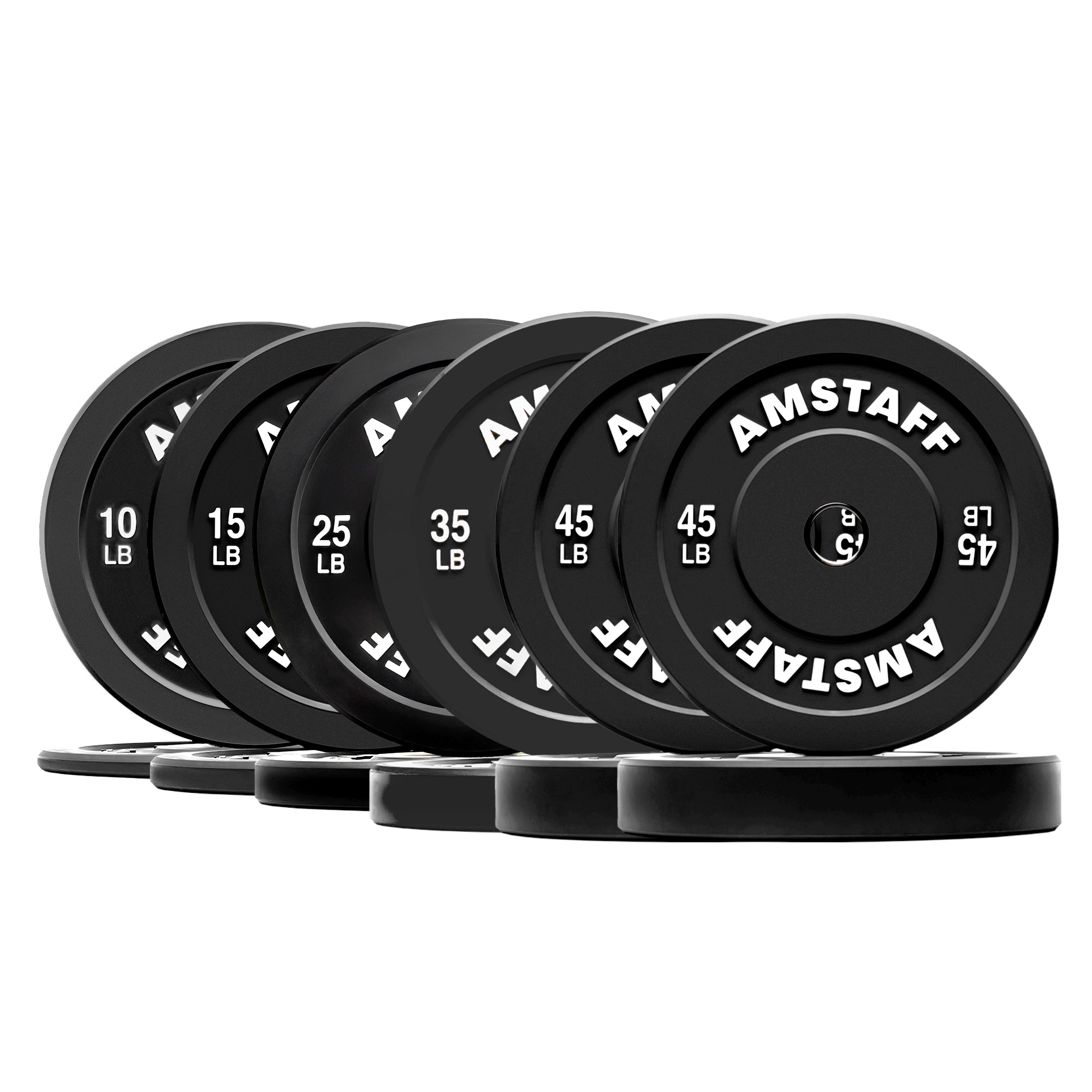 AmStaff Fitness Black Bumper Plates
