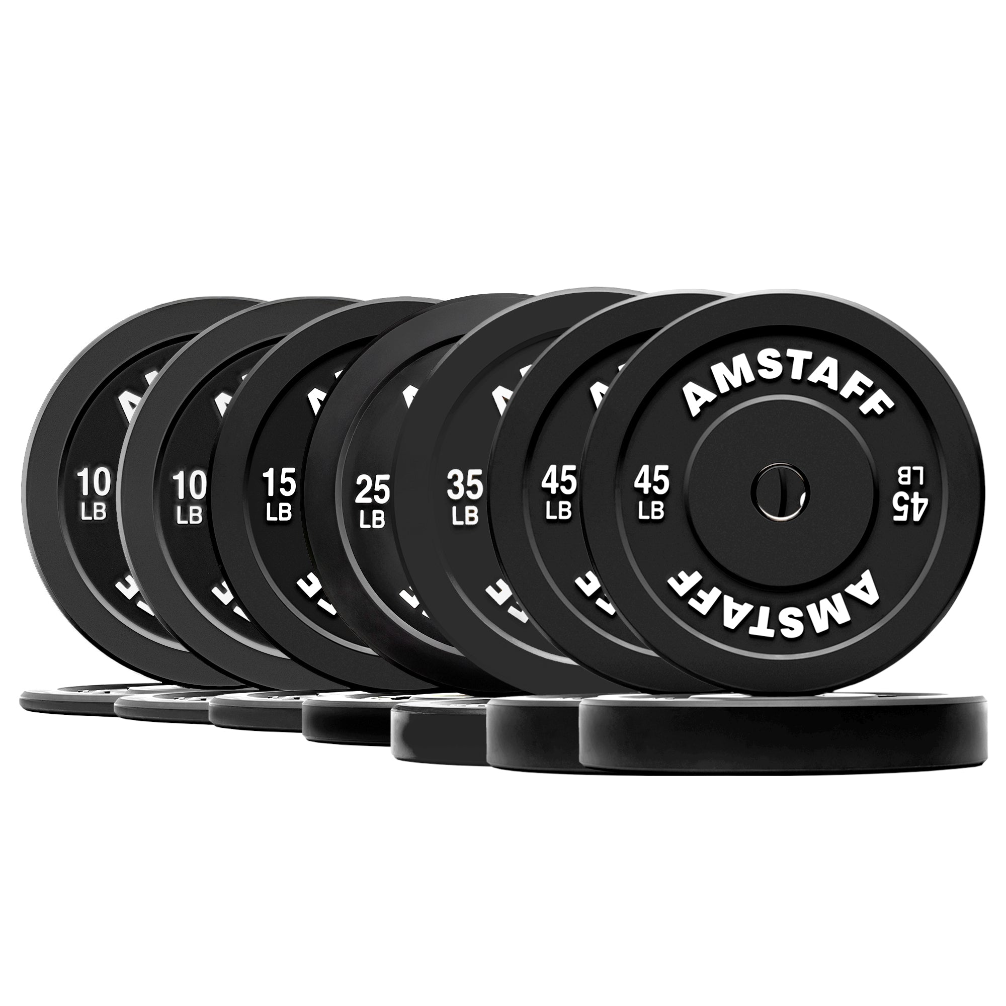 AmStaff Fitness Black Bumper Plates