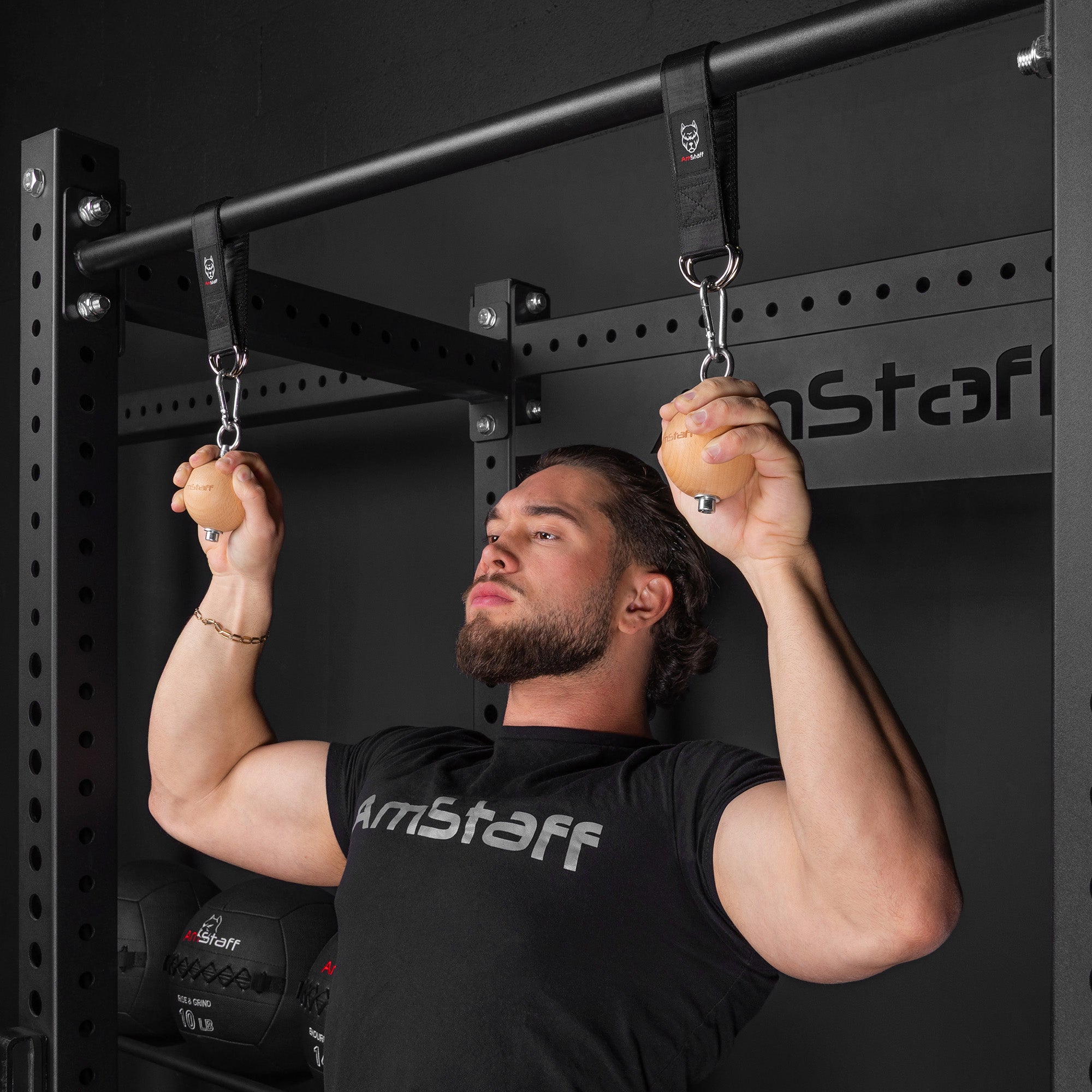 AmStaff Fitness Wooden Cannonball Grips