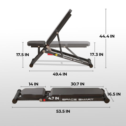 SpaceSmart Folding Adjustable Weight Bench