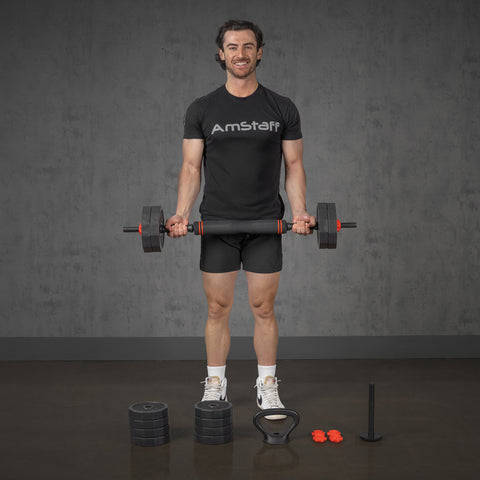 AmStaff 3-in-1 Adjustable Weight Set (42lbs - 90lbs) - 70lbs
