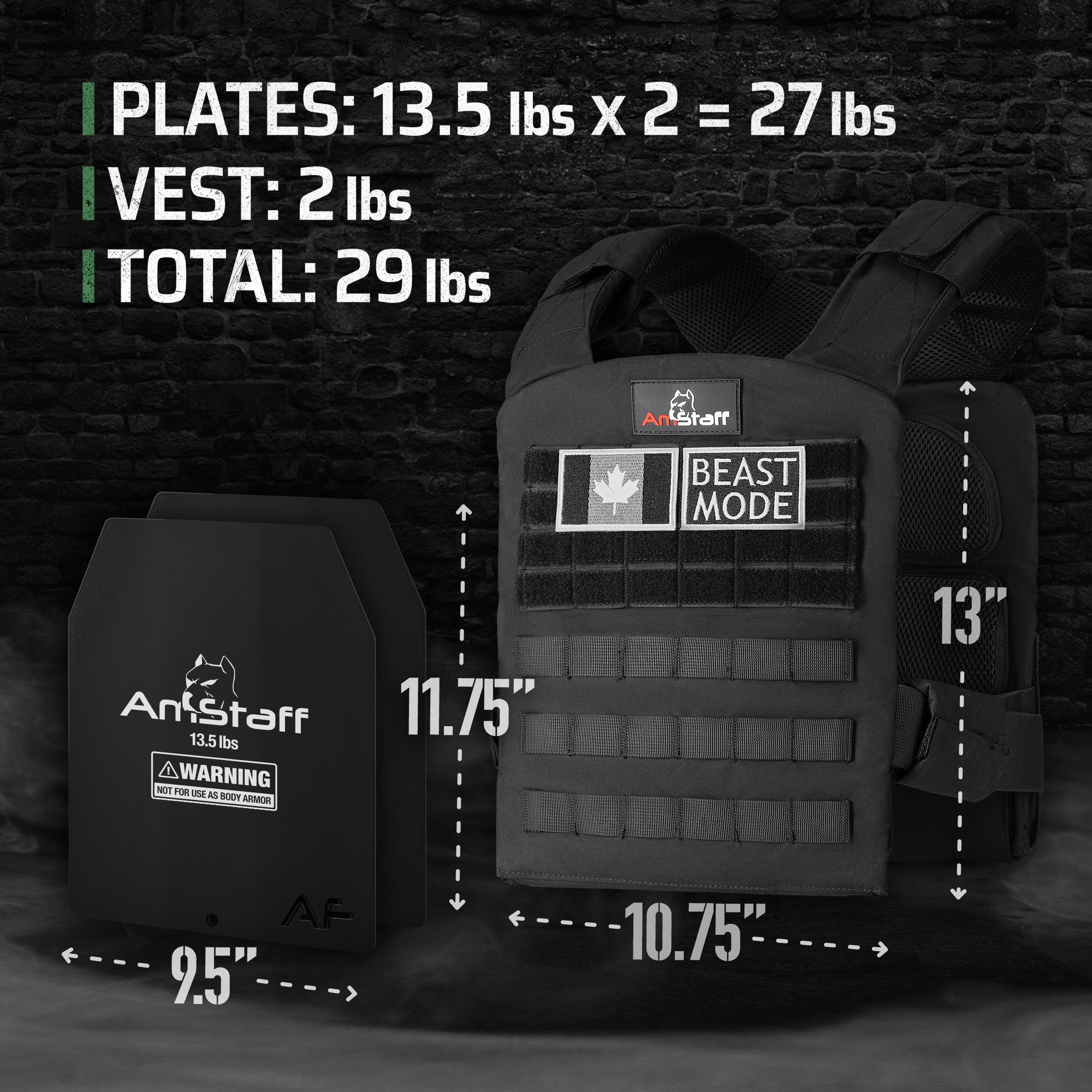 Gilet lesté tactique AmStaff – Style ajusté à dégagement rapide