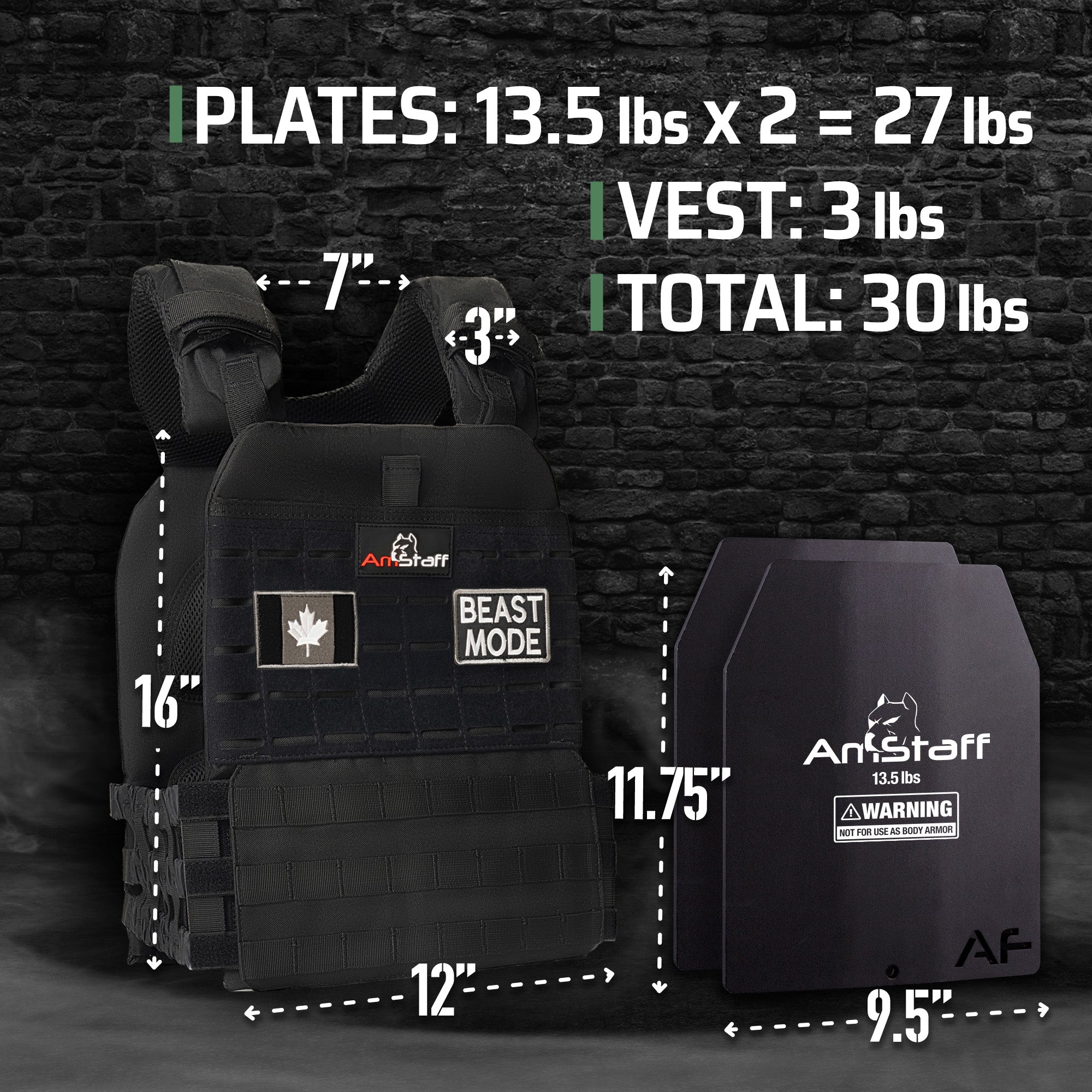 Gilet lesté tactique AmStaff Fitness