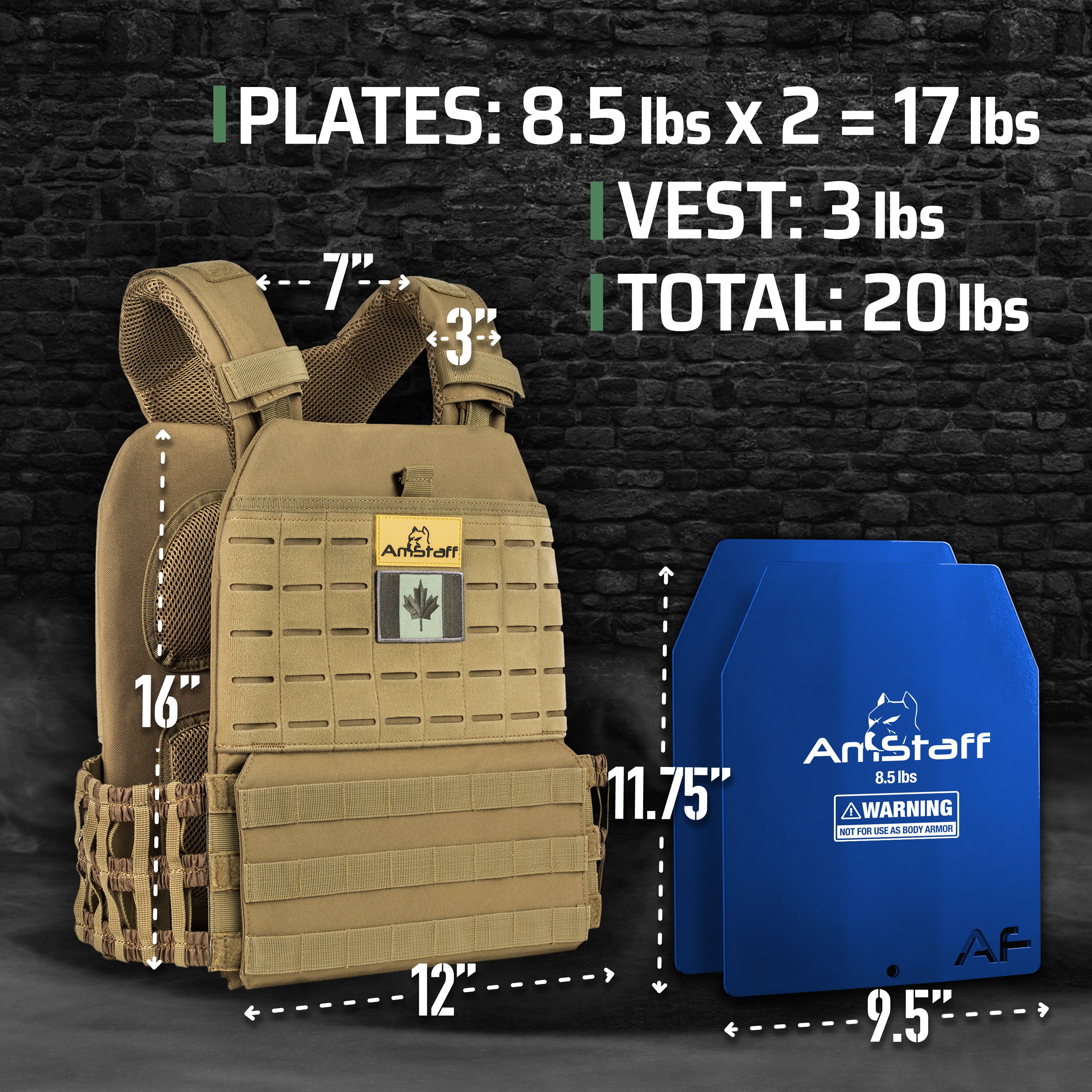 AmStaff Fitness Tactical Weighted Vest - Open Box