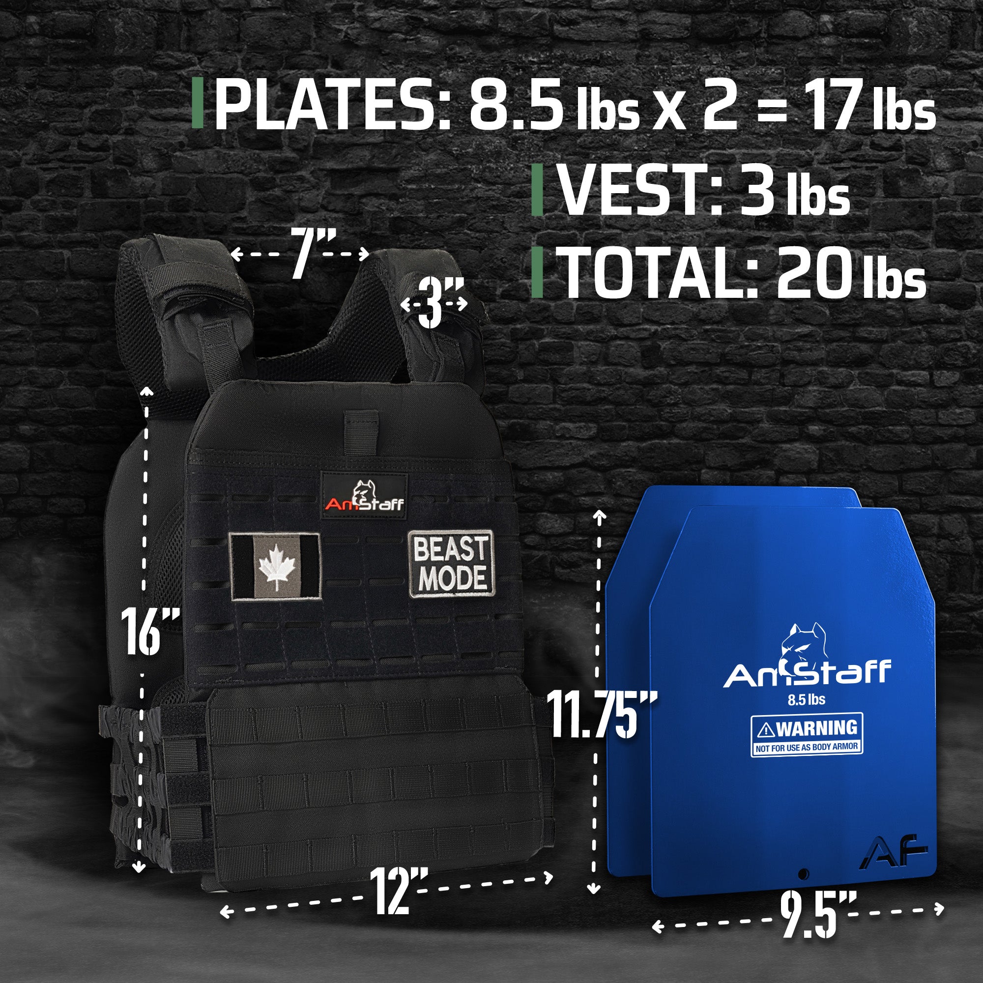 AmStaff Fitness Tactical Weighted Vest - Open Box