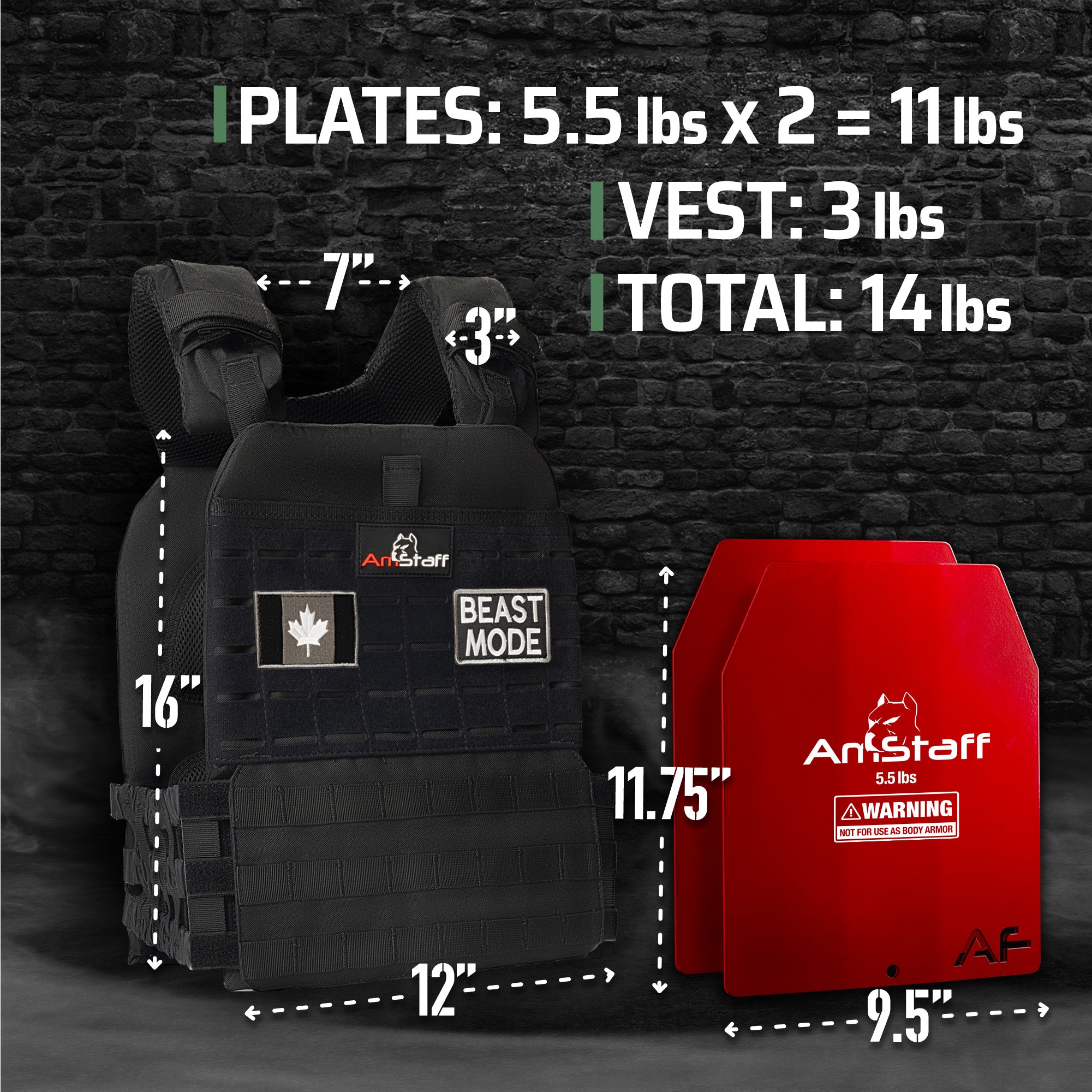 AmStaff Fitness Tactical Weighted Vest - Open Box