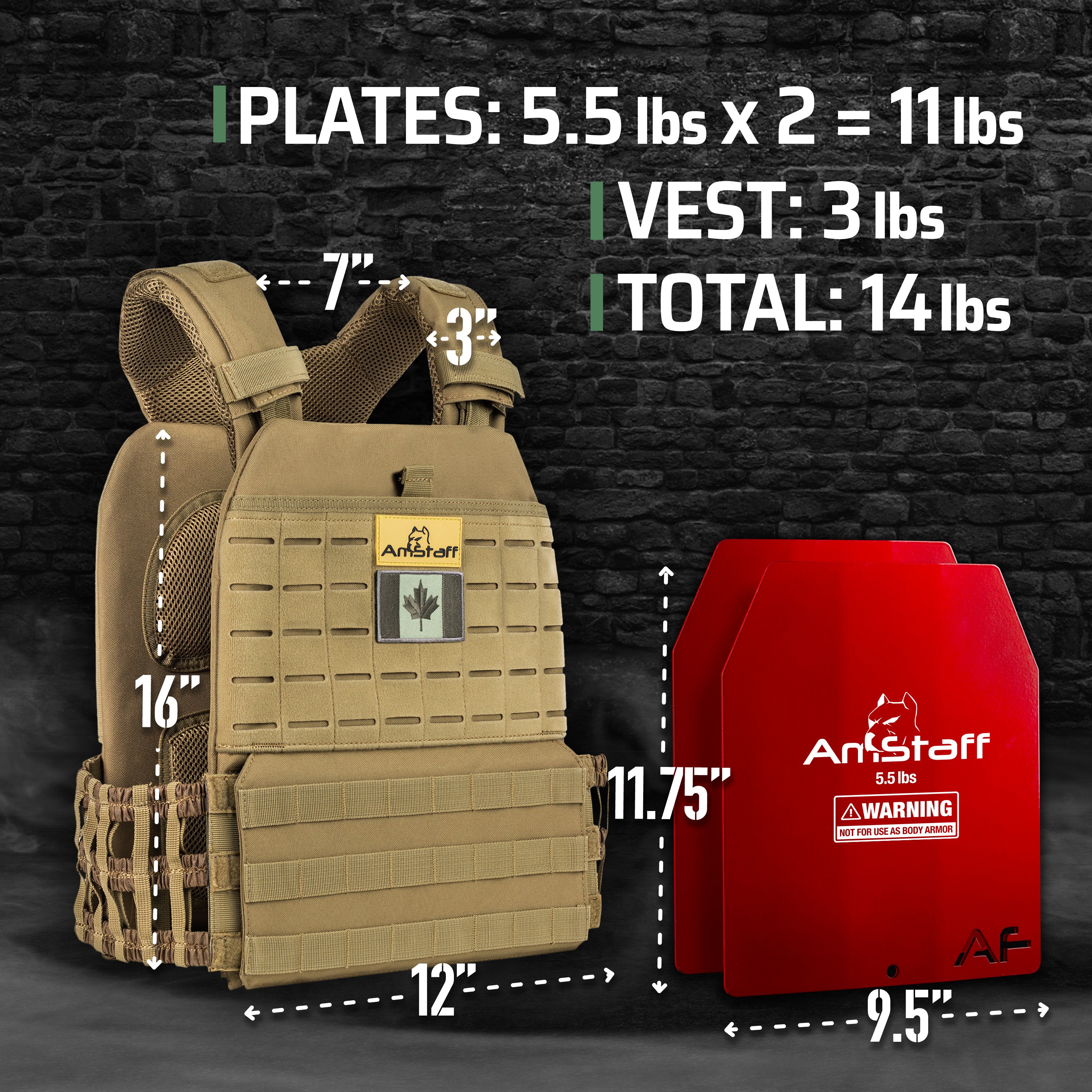 AmStaff Fitness Tactical Weighted Vest - Open Box