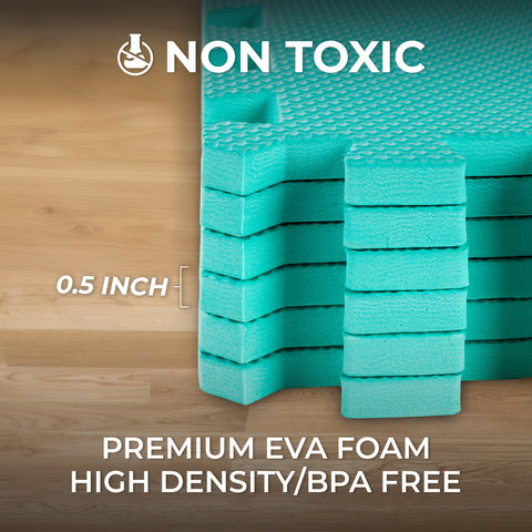 Tapis en mousse emboîtable robuste vert menthe