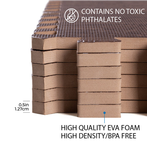Tapis en mousse à emboîtement robuste en bois foncé