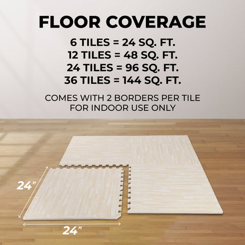 Ivory Wood Heavy-Duty Interlocking Foam Mat