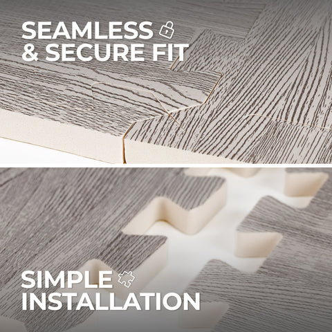 Tapis en mousse emboîtable robuste en bois gris