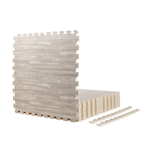 Grey Wood Heavy-Duty Interlocking Foam Mat