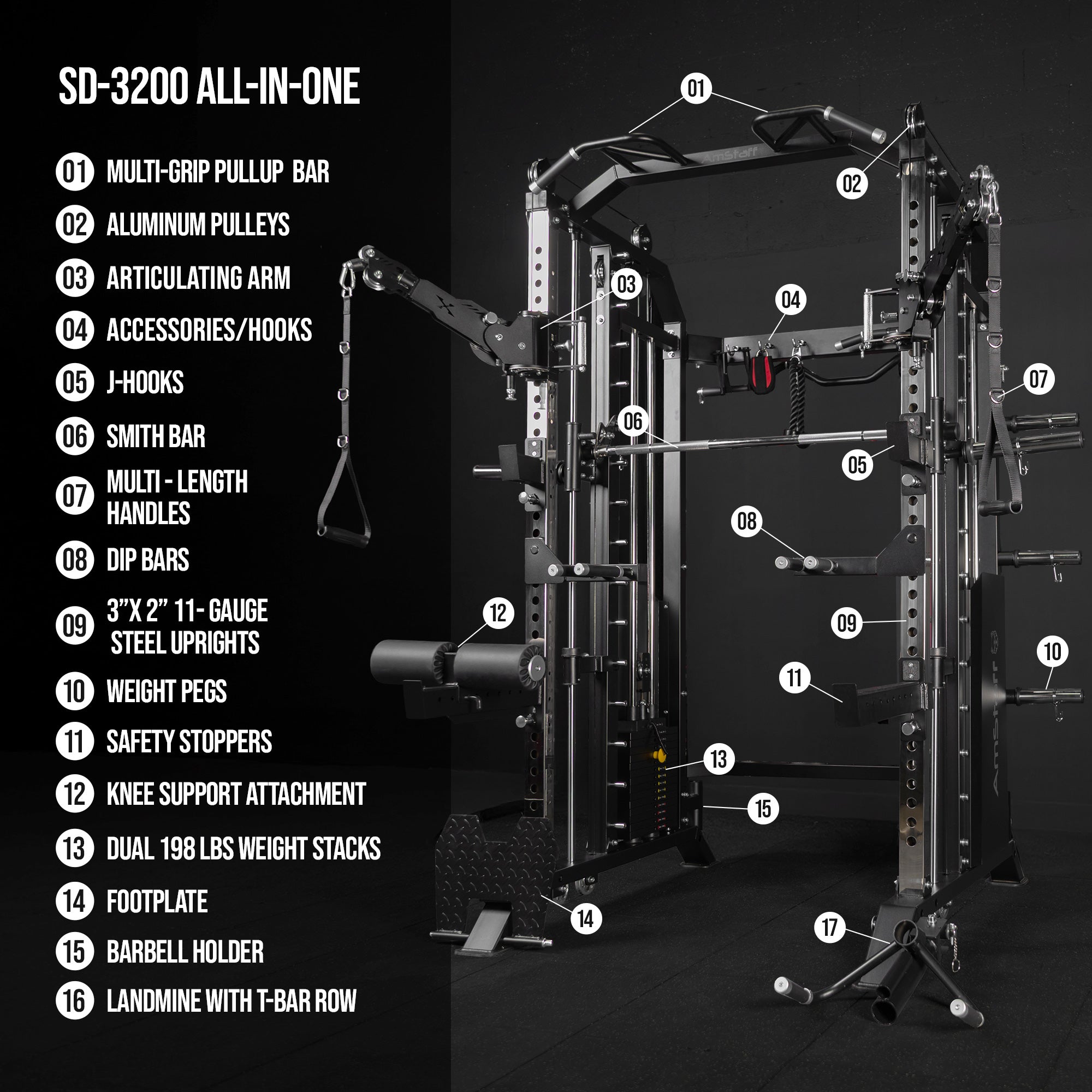 AmStaff Fitness SD-3200 — Machine Smith tout-en-un