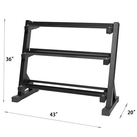 AmStaff TR007 3-Tier Commercial Dumbbell Rack Feature 40 Inch