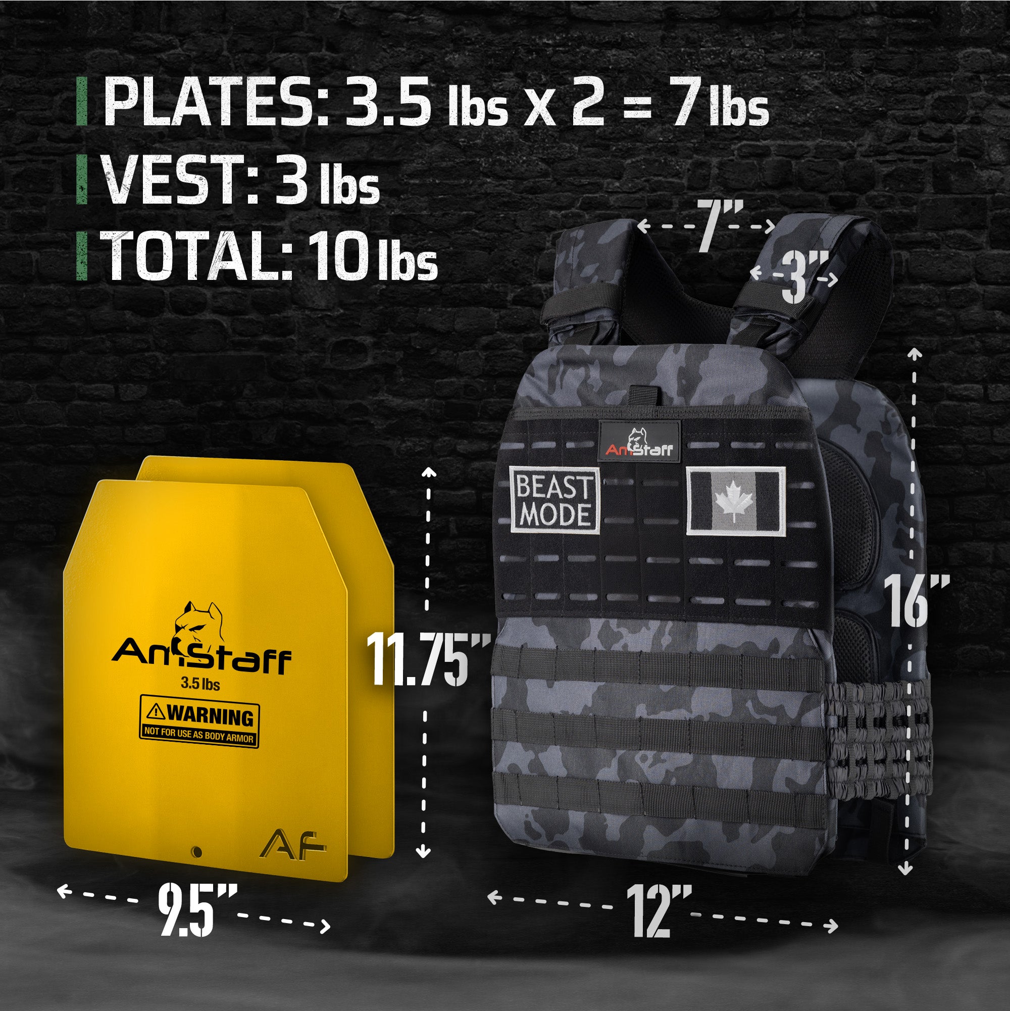 AmStaff Fitness Tactical Weighted Vest - Open Box