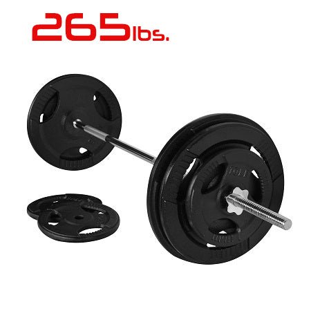 265lbs Cast Iron Grip Standard Weight Plate Set 1 Inch