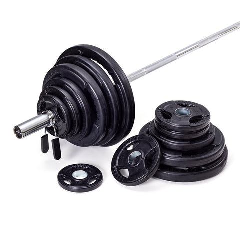 300lbs Virgin Rubber Grip Olympic Weight Set Plates 2"