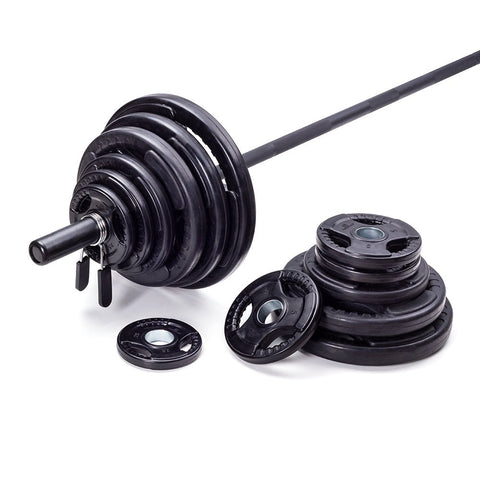 300lbs Virgin Rubber Grip Olympic Weight Set w/ 1500lbs Pro Bar