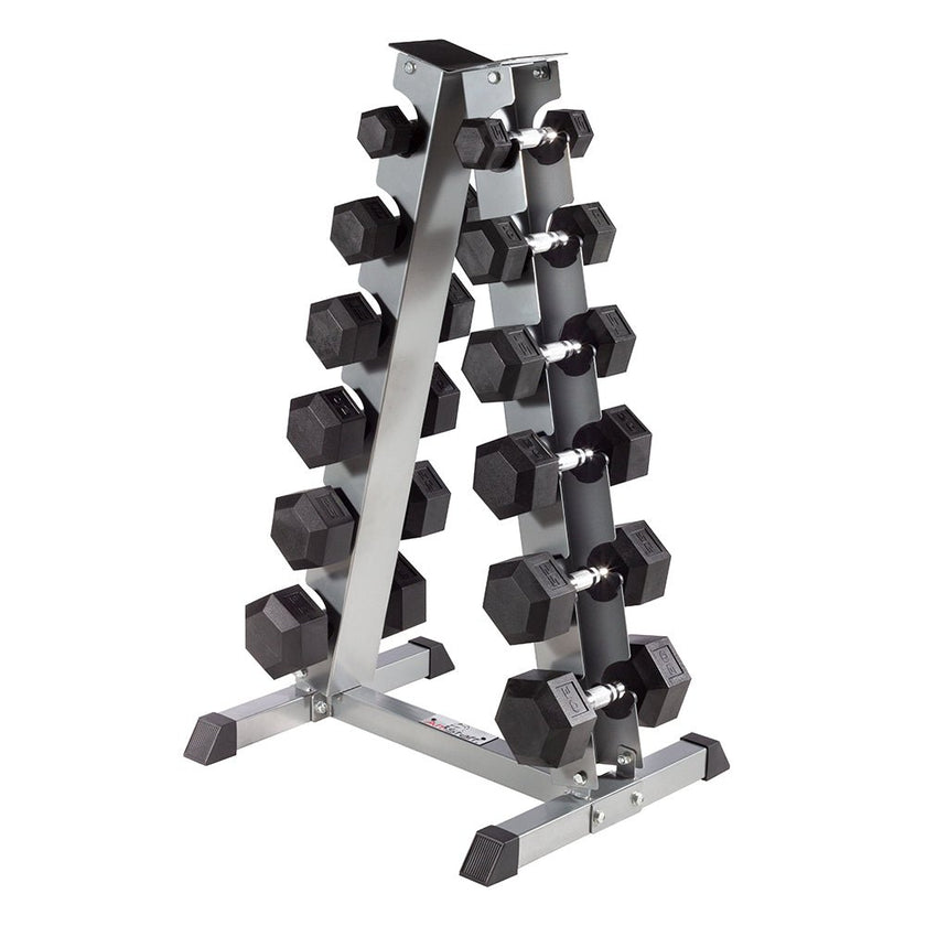 5 - 30lbs Premium PVC Dumbbell Set with 6-Pair Dumbbell Rack – Fitness ...