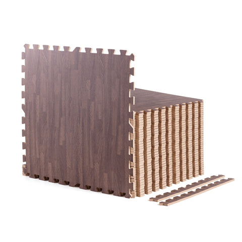 Sorbus Wood Floor Mats Foam Interlocking Wood Mats Each Tile 1 Square Foot 3/8