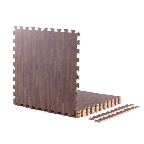 Tapis en mousse à emboîtement robuste en bois foncé