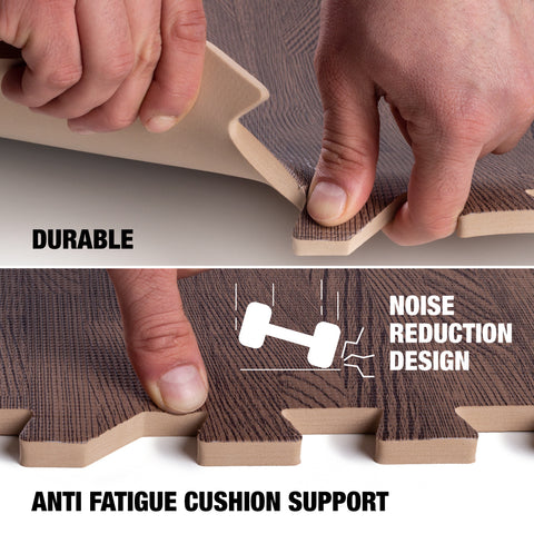 Tapis en mousse à emboîtement robuste en bois foncé
