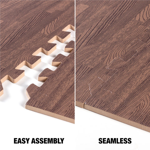 Tapis en mousse à emboîtement robuste en bois foncé
