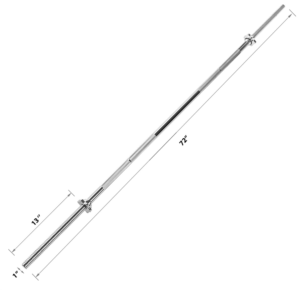Regular Solid Chromed 72 Inch Bar - Threaded – Fitness Avenue
